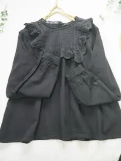 新品★サマンサモスモス★sm2★チャコール⋆綿麻フリルブラウス