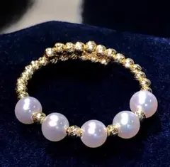 K18YG あこや真珠 指輪 リング ワイヤーリング 18K akoya パール