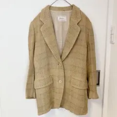 美品✨イタリア製生地 ツイードジャケット Jossi 40 ウール混 ベージュ