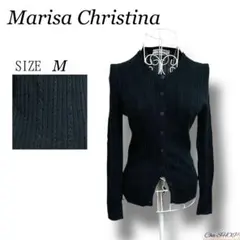 【マリサクリスティーナ】カーディガン 毛100 ブラック 羽織り 編み ライン