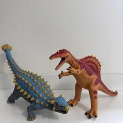恐竜フィギュア 青／アンキロサウルス・オレンジ／スピノサウルス★2体セット★