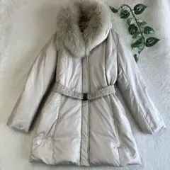 ハナエモリ HANAE MORI ダウンコート ベージュ ブルーフォックス 38