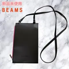 新品未使用✨️【BEAMS】スマホショルダーバッグ ブラック ピンク カード入れのサムネイル