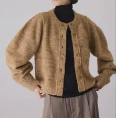 SALE！アダムエロペ　ミックスヤーンカーディガン　人気カラー　ブラウン系