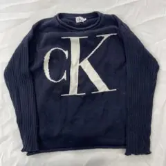 $Calvin Klein Jeans ネイビー ロールネックニットセーター