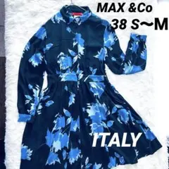MAX &Coマックスアンドコー花柄長袖ウエスト切替シャツワンピースS〜Ｍ　38