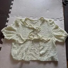 シーイン　半袖カーディガン Mサイズ　イエロー