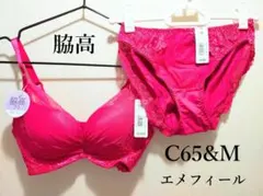 【新品】エメフィール　レースリフト脇高ブラ＆ショーツ　チェリーレッド　C65&M