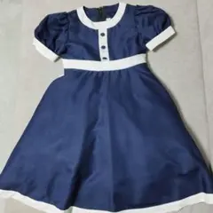 ネイビー サテン風ドレス 120サイズ
