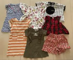 90サイズ　女の子まとめ売り　花柄　ワンピース　ボーダー　半袖のサムネイル