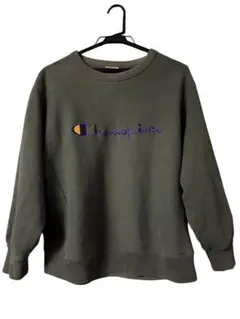 【希少カラー】Champion リバースウィーブ スウェット 刺繍ロゴ 緑 M