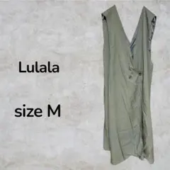 Lulala ジレ　ベスト　ノースリーブワンピース　カーキ　サイズM 古着