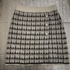 【GU】ツイードライクニットミニスカート M
