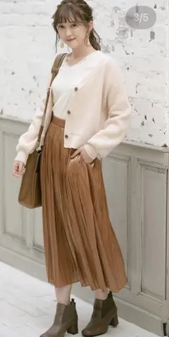 【匿名配送】美品　プチプラのあや　シャイニープリーツスカート　ブラウン　M