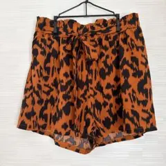 SHEIN CURVE レオパードプリント ショートパンツ 1XL オレンジ