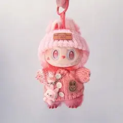 ラブブ洋服LABUBU ぬいぐるみ着17cmぬい服　着せ替え服3点セット ピンク