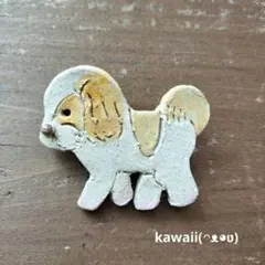 オーブン粘土ブローチ 犬(⁠ ͡⁠°⁠ᴥ⁠ ͡⁠°⁠ ⁠ʋ⁠)