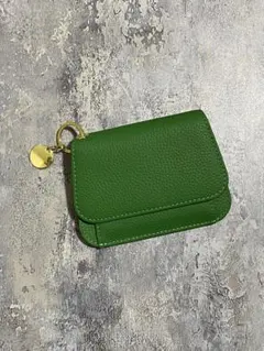 格安セール　本革　レザー　グリーン　ミニウォレット　ミニ財布