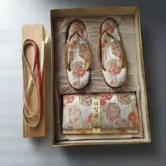 特選佐賀錦の昭和レトロな和装バッグと草履,帯締の3点セット レア・貴重