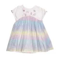 メゾピアノ ユニコーン レインボー チュール 切替 ドッキング チュニック 半袖