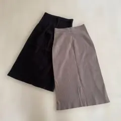 スフレヤーンリブロングスカート　2色セット　UNIQLO