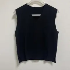 無印良品 洗えるミラノリブ編みベスト ブラック Lサイズ