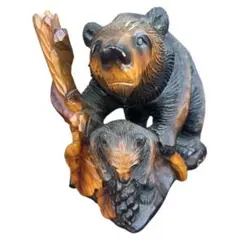 木彫り　木彫　熊　クマ　くま　伝統工芸　口とじ熊　親子熊　北海道　土産