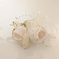 白コサージュ メイン ✨黒は無料おまけ✨ 2点セット