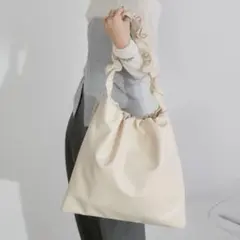 2WAYギャザーハンドルショルダーバッグ/ ソフトレザー / A4収納可能