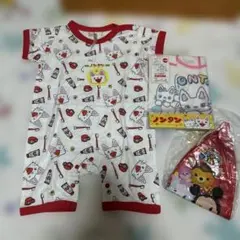 新品ノンタン 半袖カバーオール　ロンパース 70お食事エプロン　スタイセット