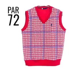 超美品✨【PAR72】ベスト Vネック 千鳥格子 レッド