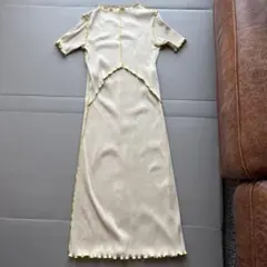 春夏 授乳ケープ一体型 袖丈が選べるリブ素材のマキシ丈ラウンジワンピース