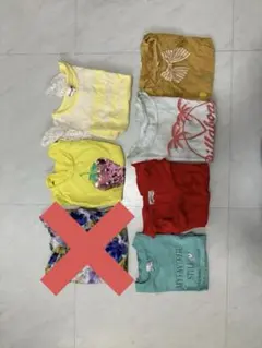 女児向け夏服詰め合わせ 6点セット 半袖シャツ 花柄 レース付き プリント等