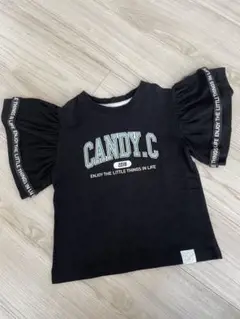 キャンディチュウ★フリル袖 Tシャツ★黒 130★CANDY.C