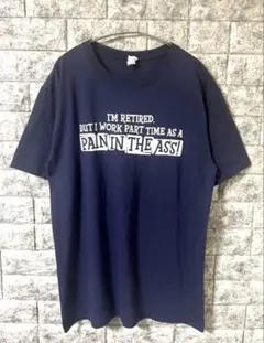 00s anvilプリント アメリカンジョーク Tシャツ ネイビー US古着