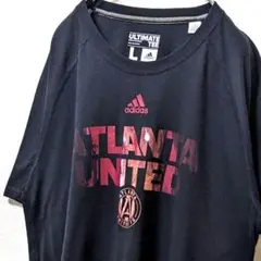 アディダス アトランタユナイテッド ロゴ Tシャツ ブラック 黒 L 古着