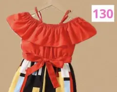 フリルトリムコールドショルダーブラウスロンパースジャンプスーツ