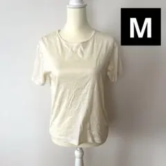 レナウンレディース 半袖 Tシャツ ホワイト 刺繍ロゴ　Mシンプルのサムネイル