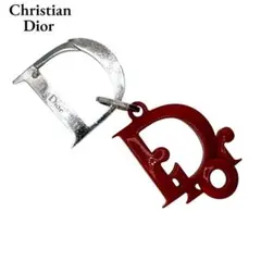 ディオール ロゴ キーホルダー キーリング バッグチャーム シルバー レッド 赤