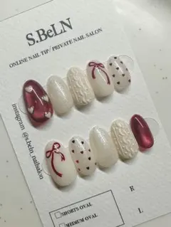【No.10】ネイルチップ、ニットネイル、リボンネイル、ハートネイル