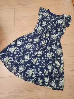 axes femme 花柄 ノースリーブ ワンピース ネイビー