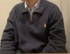 【古着】Polo Ralph Lauren ハーフジップ スウェット ネイビー
