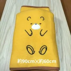 クマ刺繍 フリース薄手のブランケット おくるみ　黄色　イエロー