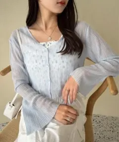 ハートボタンシアーカーディガン