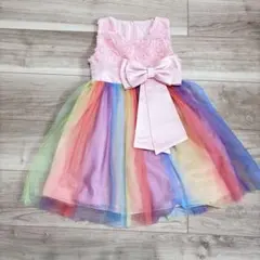 【120】リボン付き　花柄チュールドレスのサムネイル