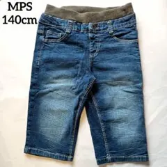MPS デニムハーフパンツ ウエストゴム　調整 140cm ウォッシュ加工 男児