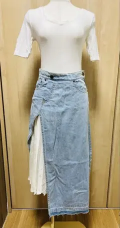 YASUTOSHI EZUMI ライトブルーデニムサイドスリットスカートのサムネイル
