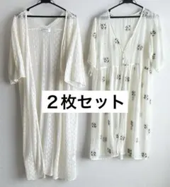 LOWRYS FARM 総レースロングカーディガン　+刺繍入り　2枚セットのサムネイル