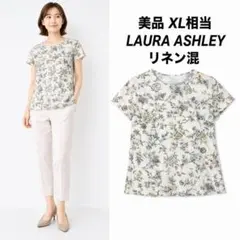 【美品】LAURA ASHLEY 花柄ブラウス Vネック リネン混　XL相当のサムネイル