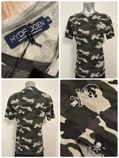 HYDROGEN ハイドロゲン スカル Vネック 半袖 Tシャツ 迷彩 S